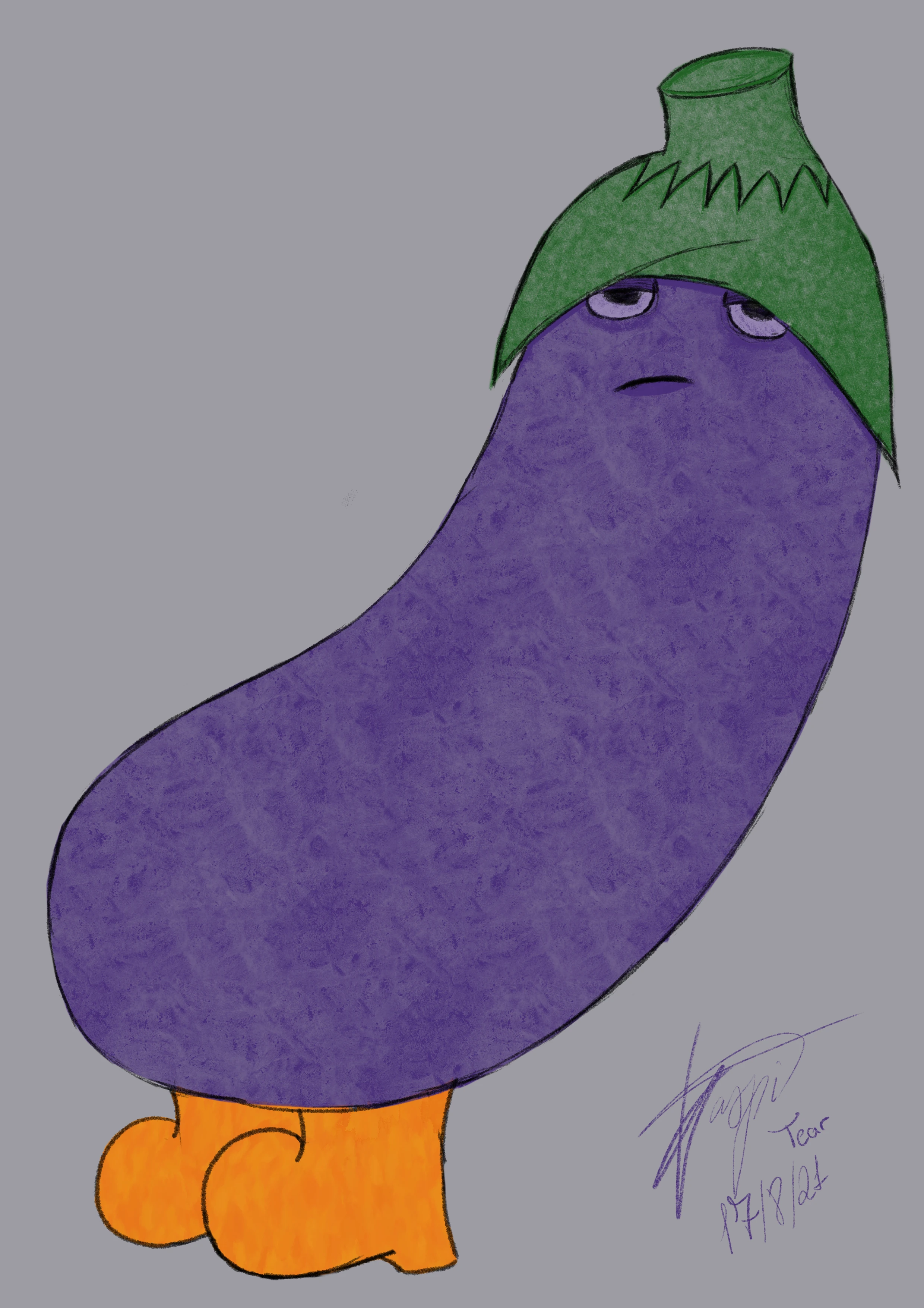 A stylized drawing of a Eggmoplant